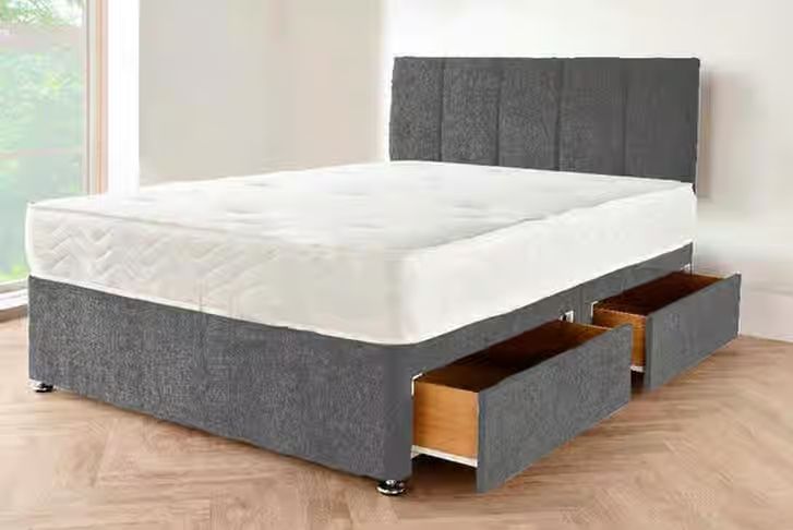 Divan Style Double Bed Base with Stylish Headboard ¬¬ Cheap Price ^^ Same Day Delivery 
