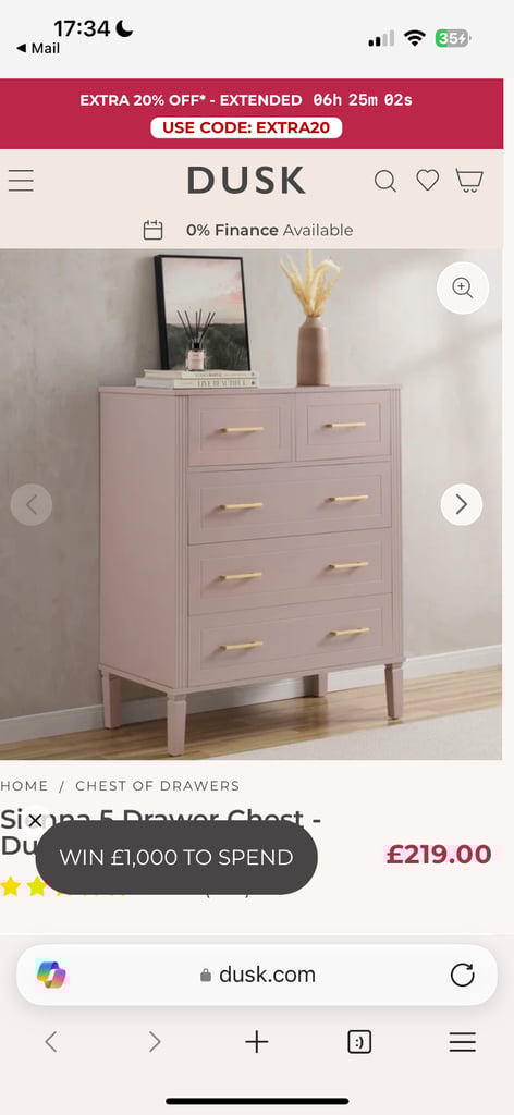 Dusk Five Drawer Chest