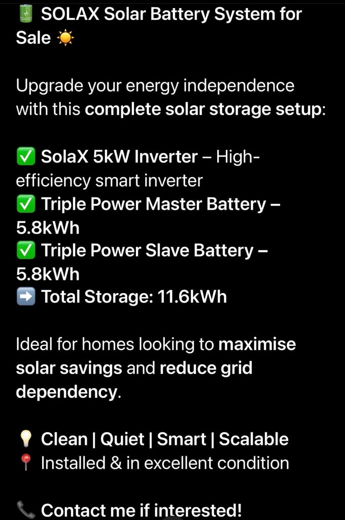 SolaX 5kW Inverter + 11.6kWh Triple Power Batteries – Complete Home Storage System