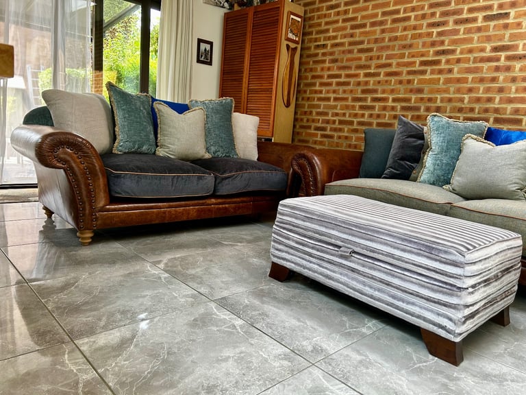 Tetrad Northwood Leather Sofa and Footstool Set ( delivery ) 