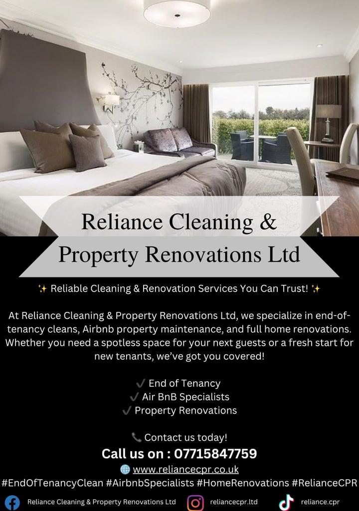 🧼Cleaning Experts ✨ Air BnB 🧽 End of Tenancy 🏡 DBS Checked 🤩 Friendly Staff , Call now