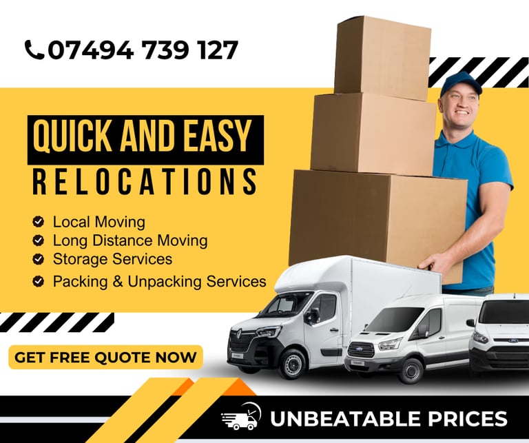 24/7 HOUSE /OFFICE/FLAT REMOVALS MAN & LUTON VAN RENT DELIVERY MOVING DUMP CLEARANCE, BIKE RECOVERY