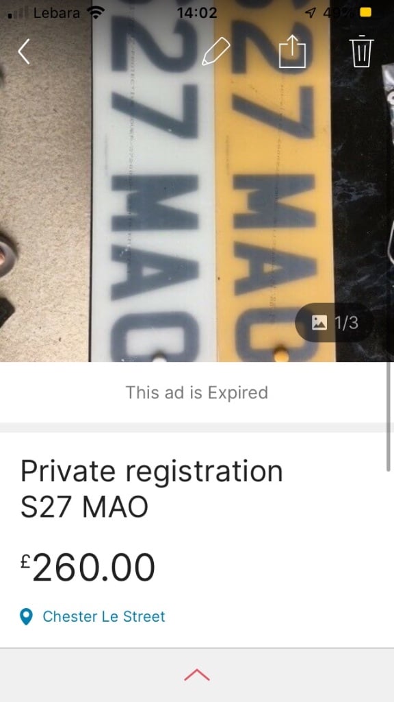 Private vehicle registration S27MAO
