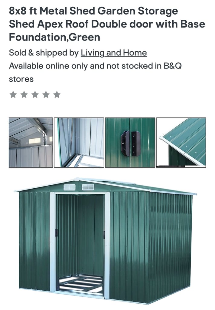 B&Q Metal Garden Shed