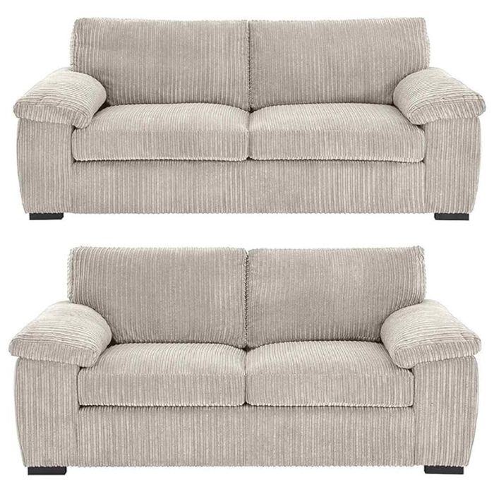 Brand New Sofa Set - Thomes Full Back Jumbo Cord L Shape Corner OR 3+2 Seater Sofa - Cream