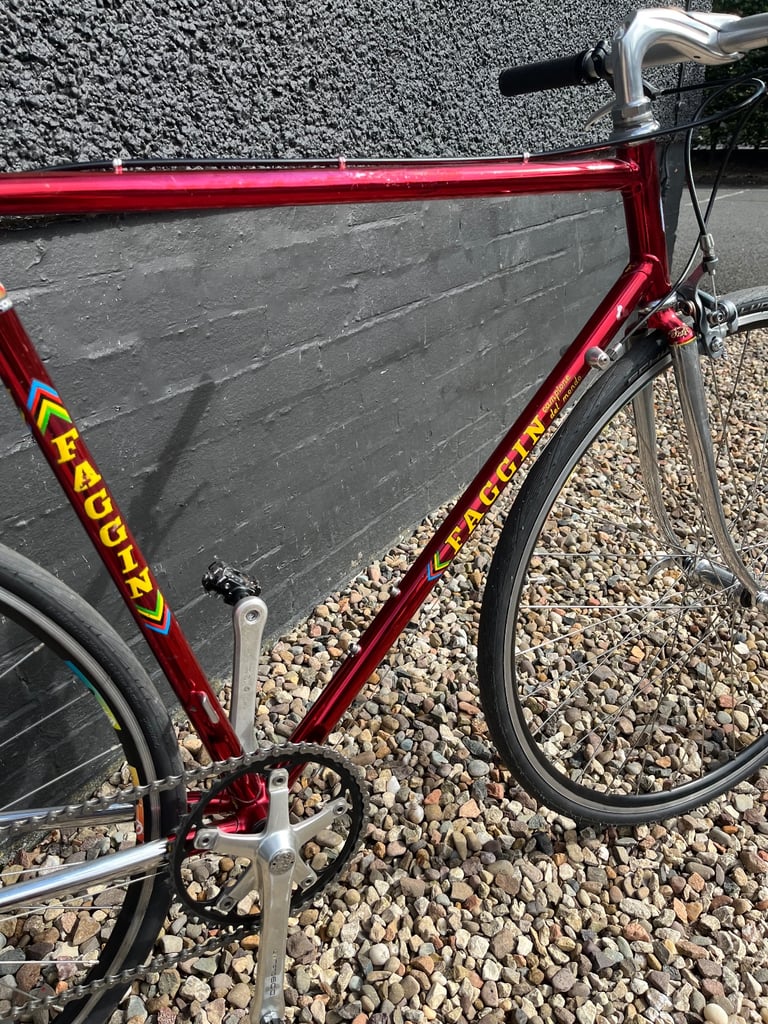 Fully serviced vintage Italian flat bar Road bike Faggin Columbus