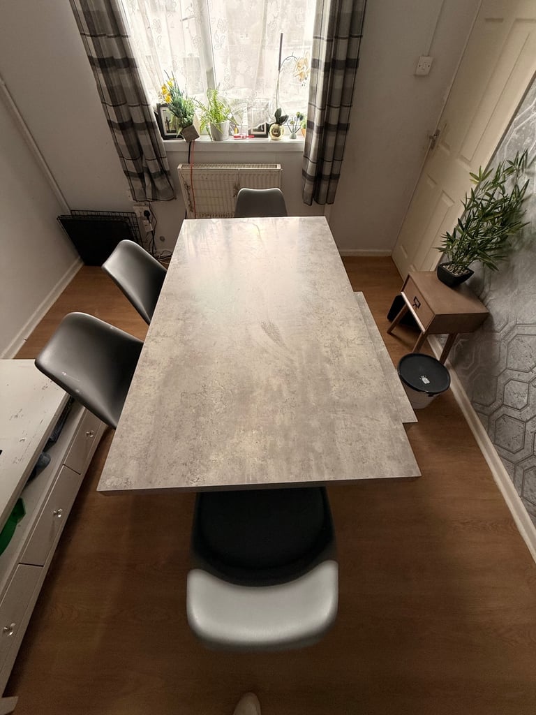 Dining table 4 chairs and bench 