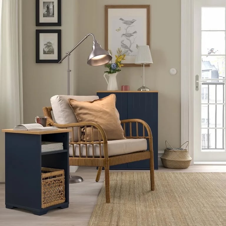 IKEA SKRUVBY side table, black/blue, like new 