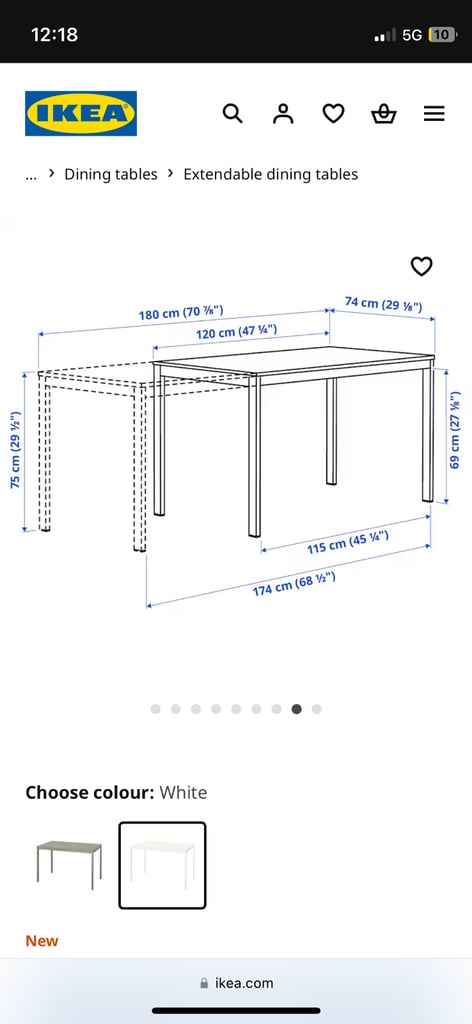 white VIHALS IKEA extendable dining table/office table/ extending table/ kitchen table