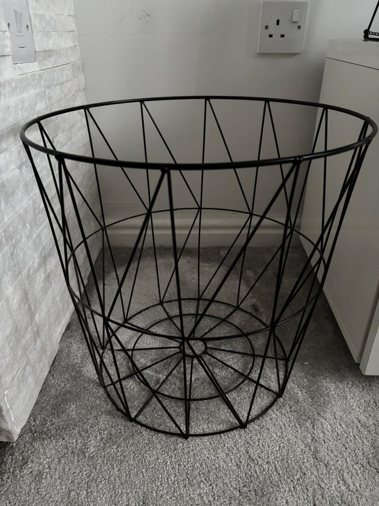 image for Metal black storage basket: blankets or wood etc