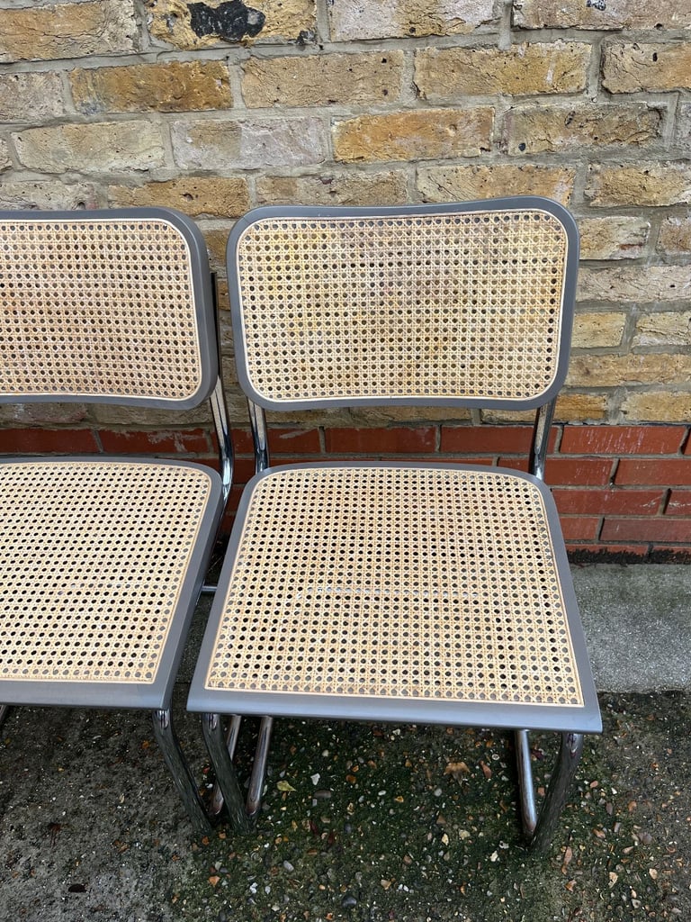 Rare Set of 4 vintage Bauhaus Marcel Breuer grey Cesca dining chairs