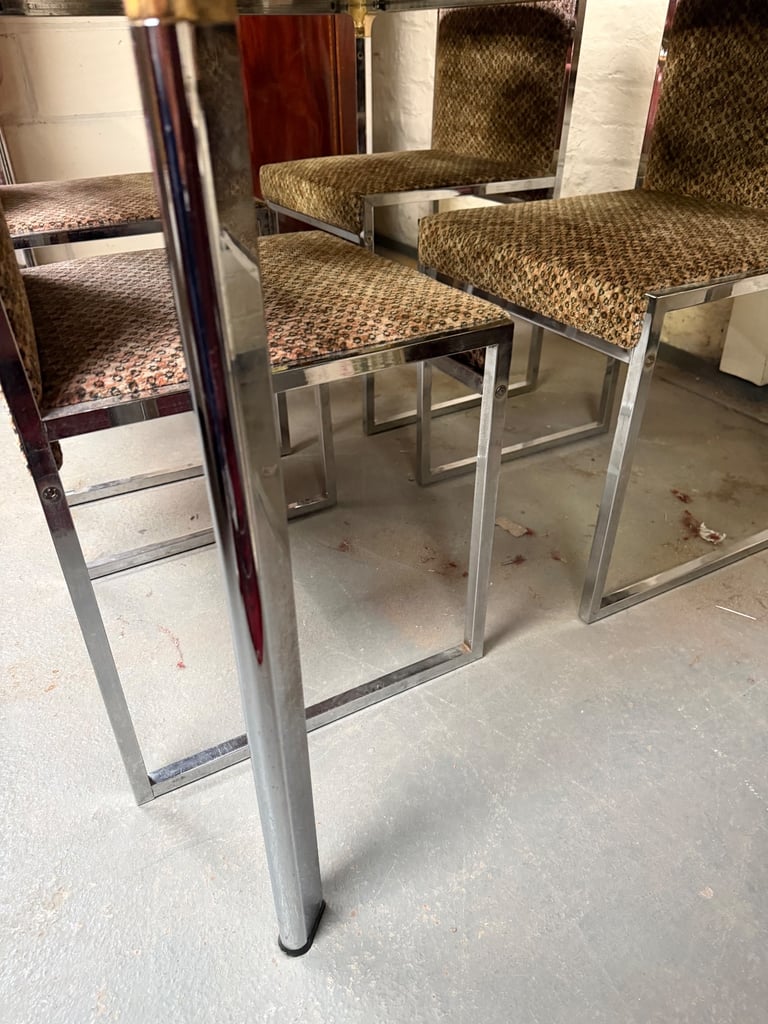 Mid-Century Italian F.lli Orsenigo Chrome & Smoked Glass Dining Suite