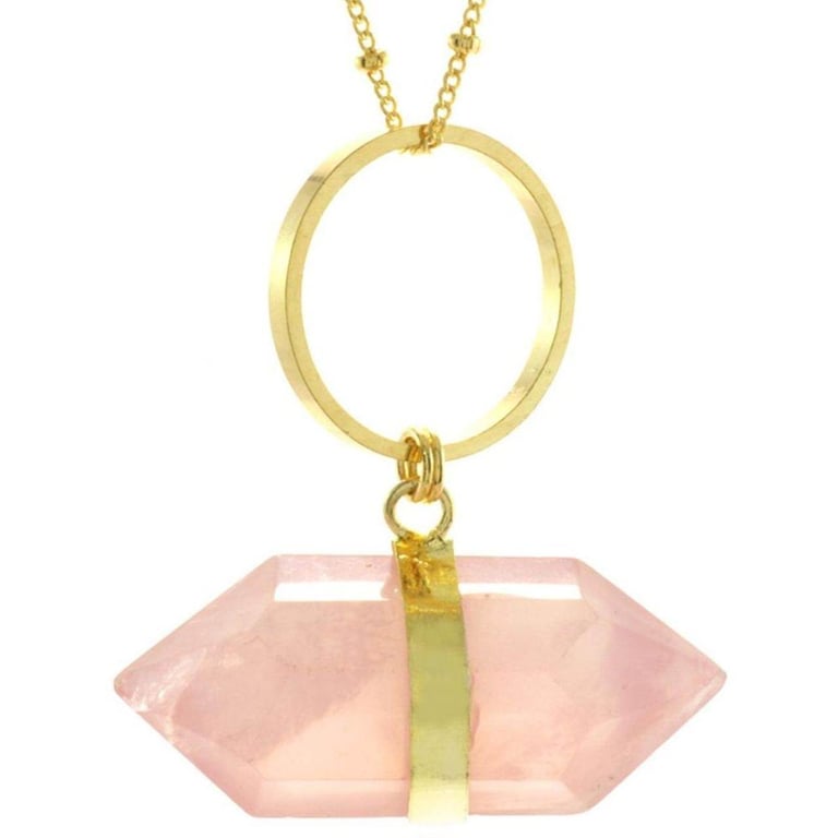 image for Circle Of Love Rose Quartz Necklace Rose Quartz Pendant Necklace