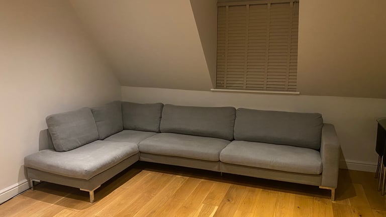 Large Grey L-Shaped Sofa – Good Condition – Must Go!