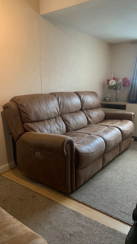 Brown pvc leather sofa 