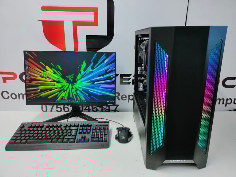 image for Christmas Club Lenovo Gaming Computer PC Setup with Monitor | Ryzen 5700X | 16GB RAM | RTX 3060 Ti