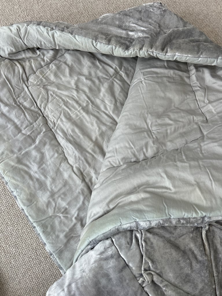 M&S silver grey velvet throw for double bed
