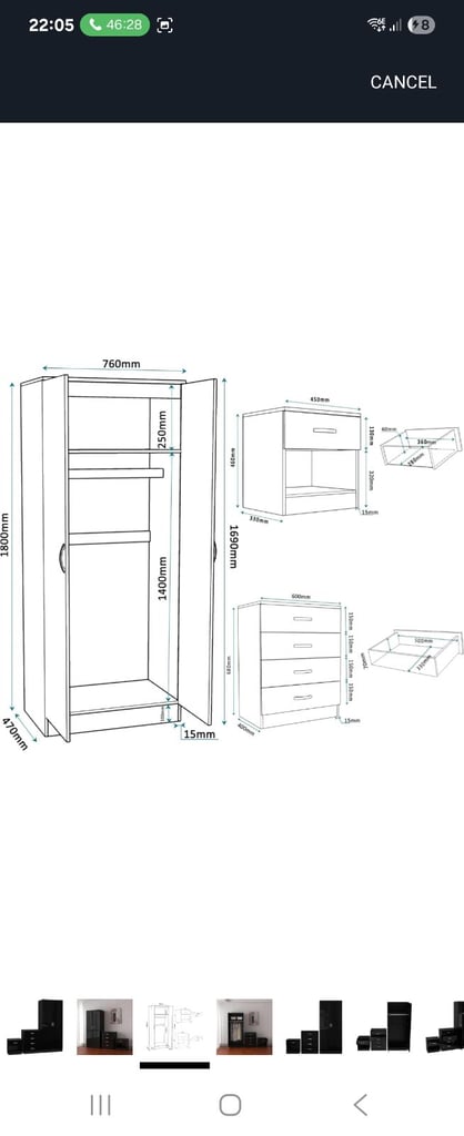 Gloss Black Wardrope