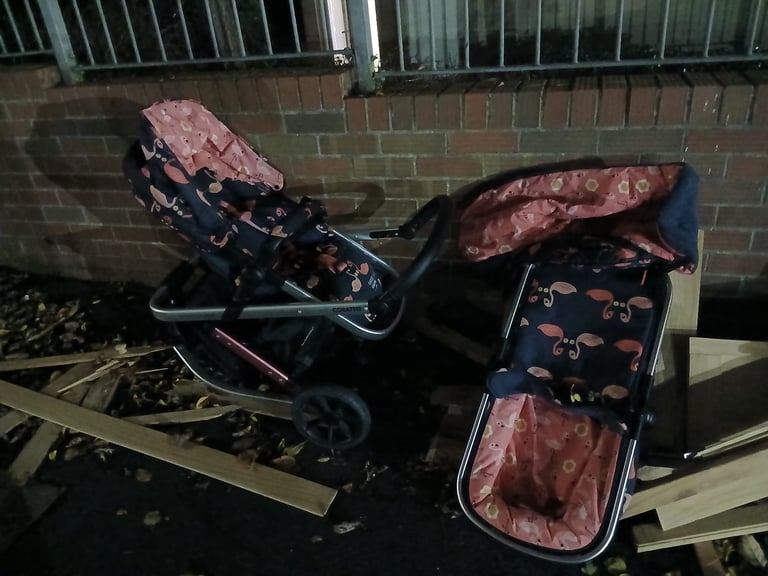 3 wheel pram left at top of Stiles Road, opp. 8community centre, Lawrence Weston