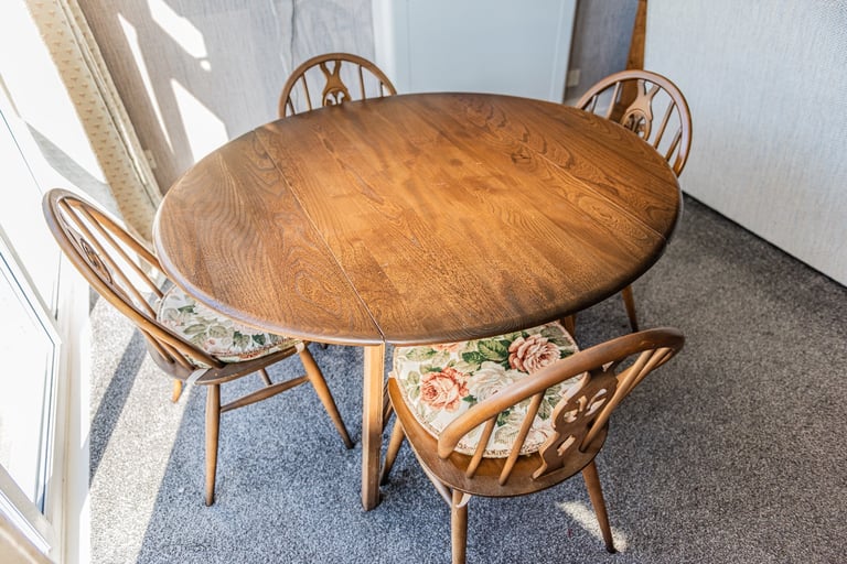 Ercol Folding Dining Table and four matching Chairs