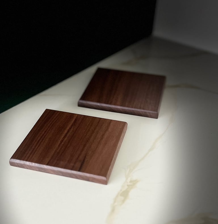 Handmade American black walnut Coasters - Pair 