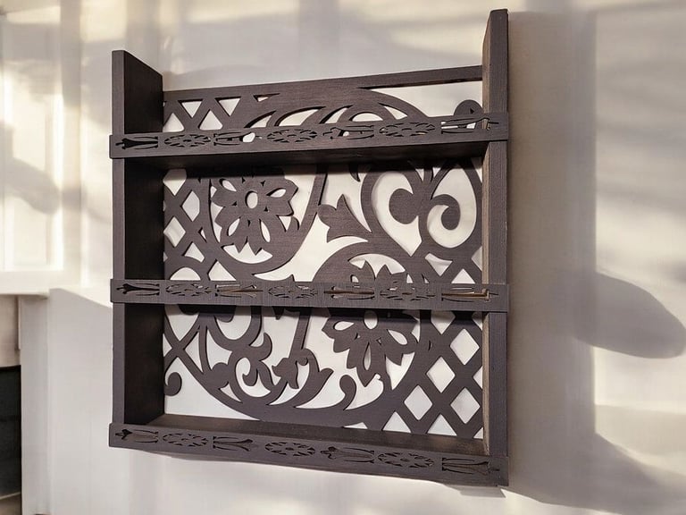 Spice Kitchen Storage Herb Rack Spice Shelf Rack Rustic Wooden Handmade