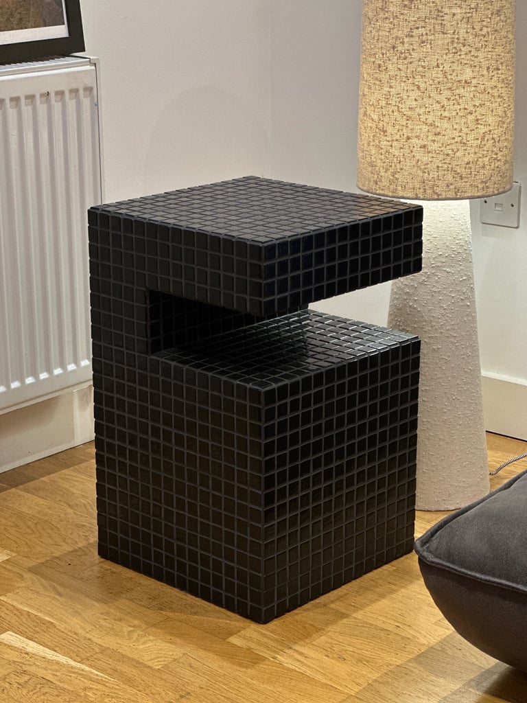image for Black tile side table