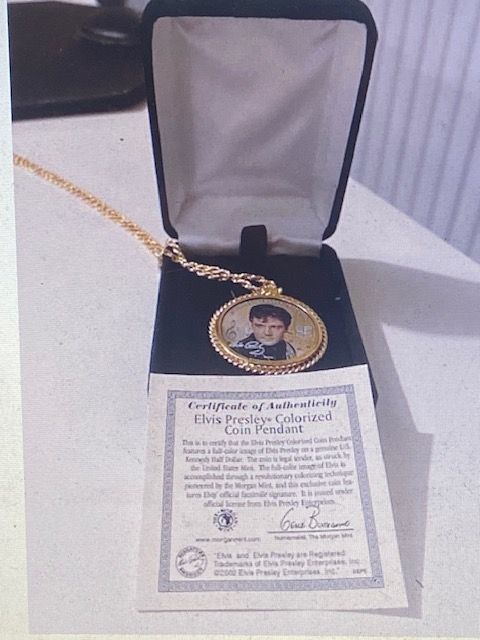 image for RARE: Elvis Half Dollar Colour Coin Necklace with COA *EX*