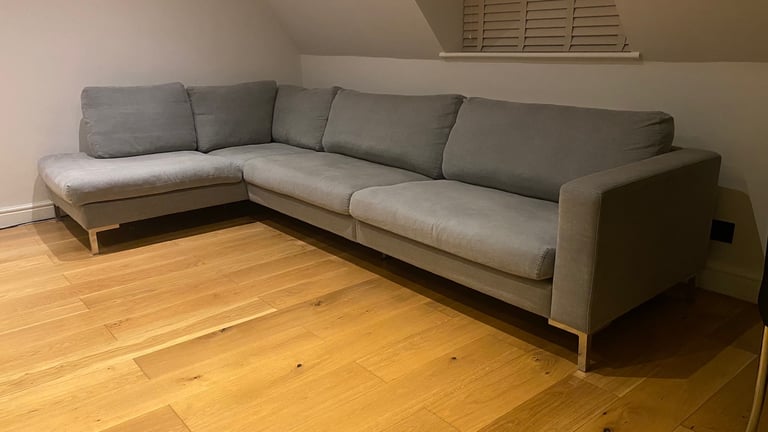 Large Grey L-Shaped Sofa – Good Condition – Must Go!