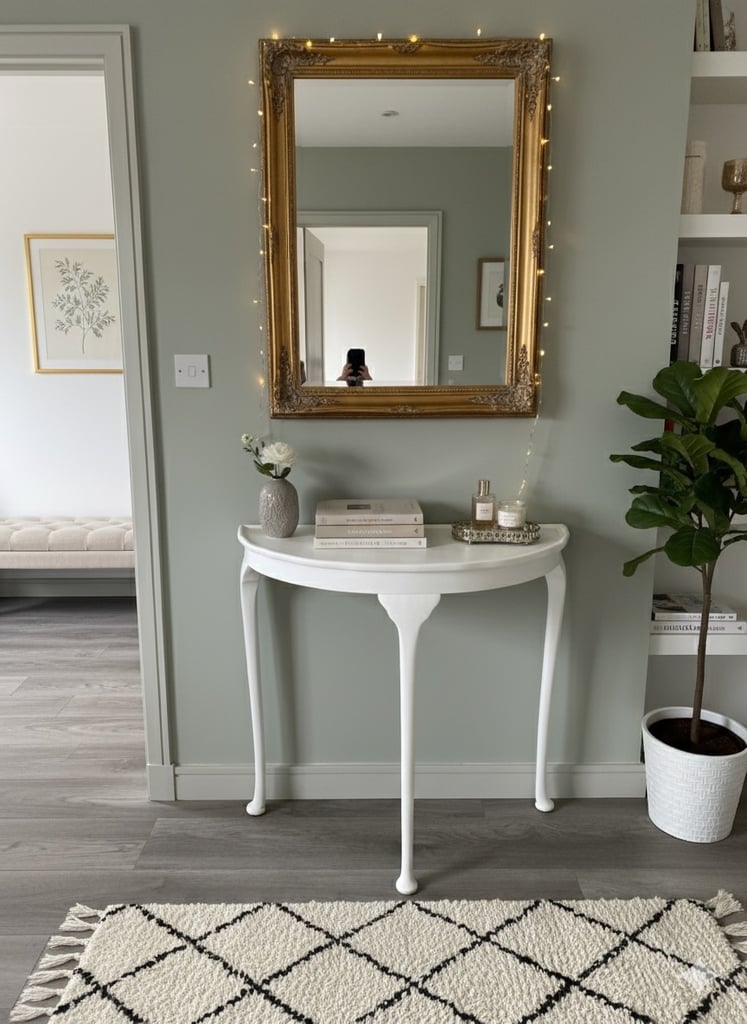 image for Elegant refinished hall table with ghost stripes