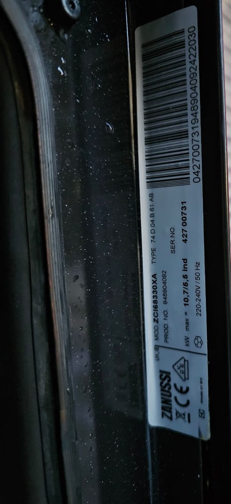 Zanussi Electric fan induction hob cooker oven install available today 