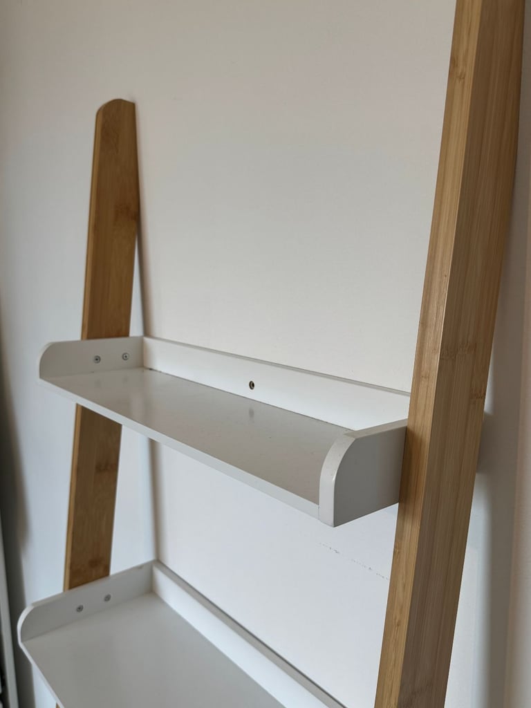 Leaning Ladder Shelves - Bamboo/White