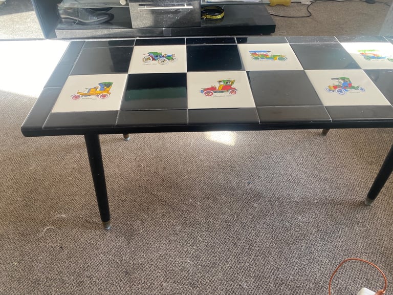 image for Table with vintage car tiles 