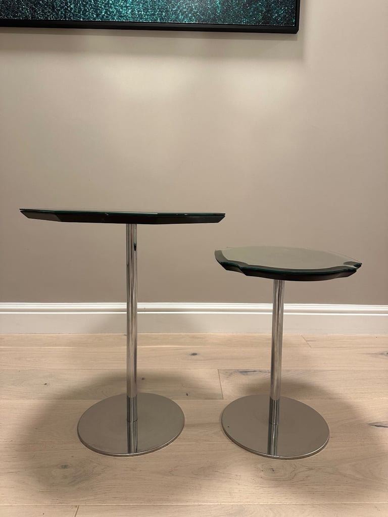 Natuzzi Italian Glass Side Tables - Set of 4