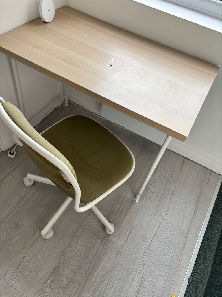 IKEA Office Chair & Desk - Green Örfjäll & wood effect desk