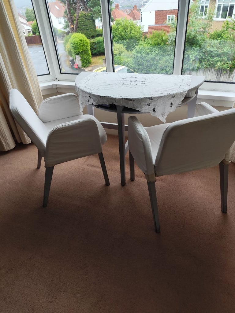 image for Ikea half moon desk with 2 chairs vintage