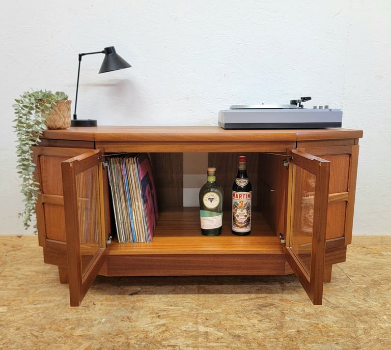 Retro Nathan Squares Teak Sideboard/TV Unit/Record Cabinet - Mid Century G-Plan Era