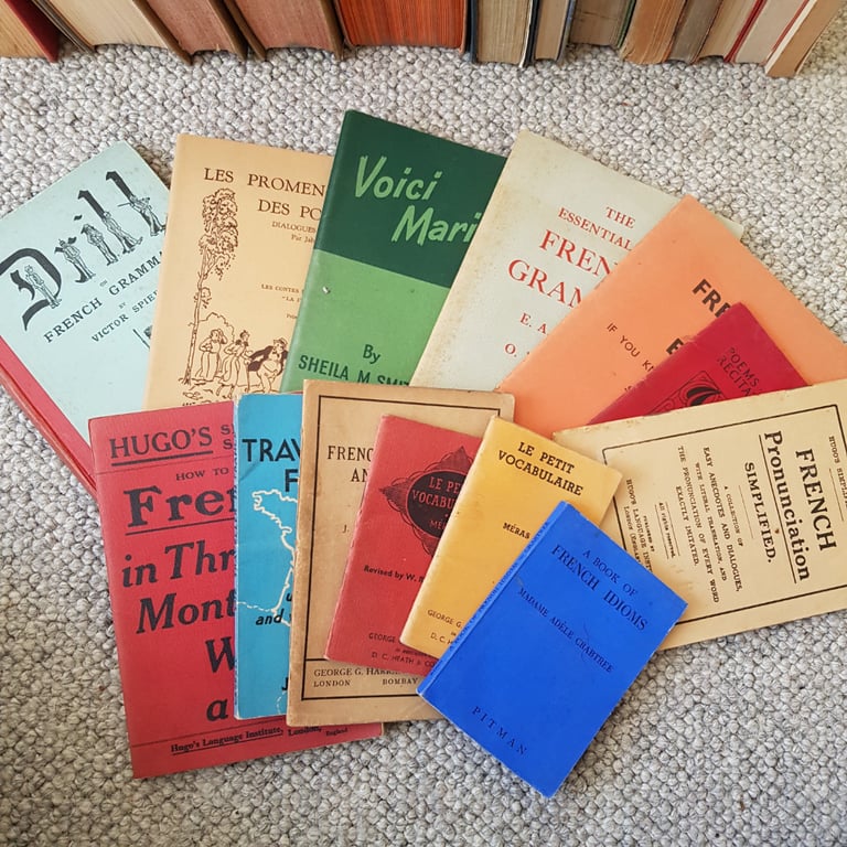 French books including dictionaries and grammars