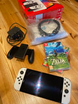 Nintendo Switch OLED + Zelda BOTW & Super Mario - Boxed & Like New!
