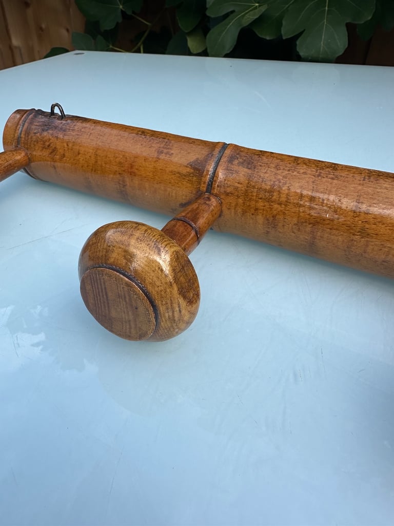 VINTAGE FRENCH FAUX BAMBOO COAT RACK, COAT HOOKS, HAT RACK, FOUR HOOK - L51.5cm - WILL POST!