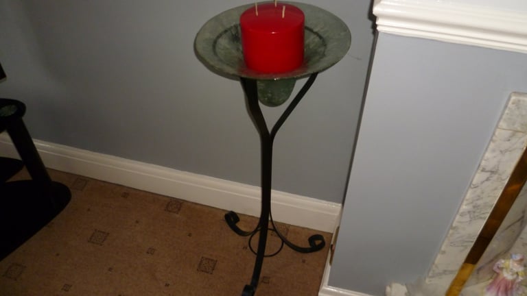 image for Modern Stylish 3 Wick Candle And Black Stand | Good Condition