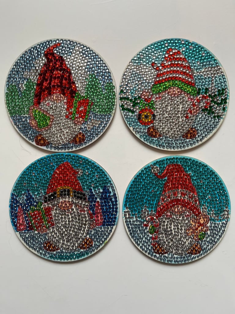 image for 4 X CHRISTMAS GONK DIAMOND ART COASTERS