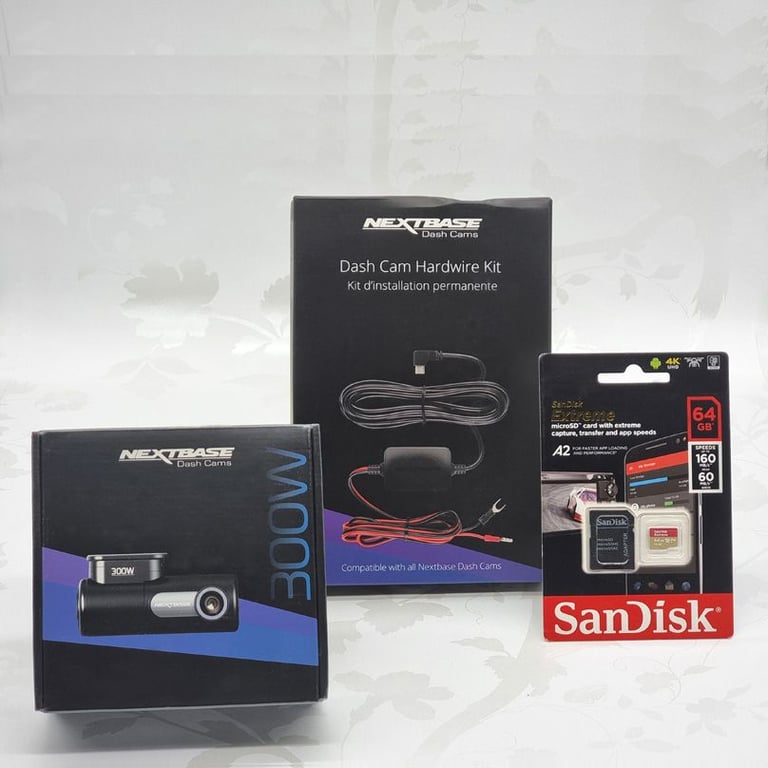 image for (( NEXTBASE 300W Taxi Car Dash Cam Dashboard Camera + Hard Wiring Kit + 64GB Card ))