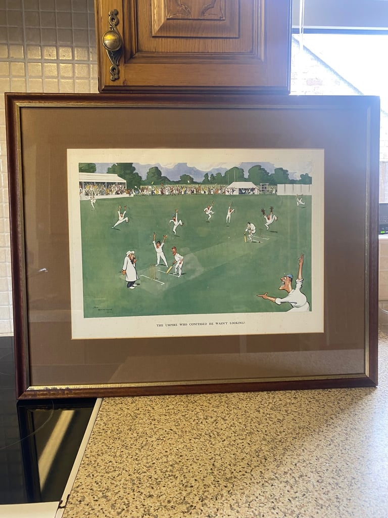 image for Cricket print by H.M Bateman.The umpire who confessed he was not looking