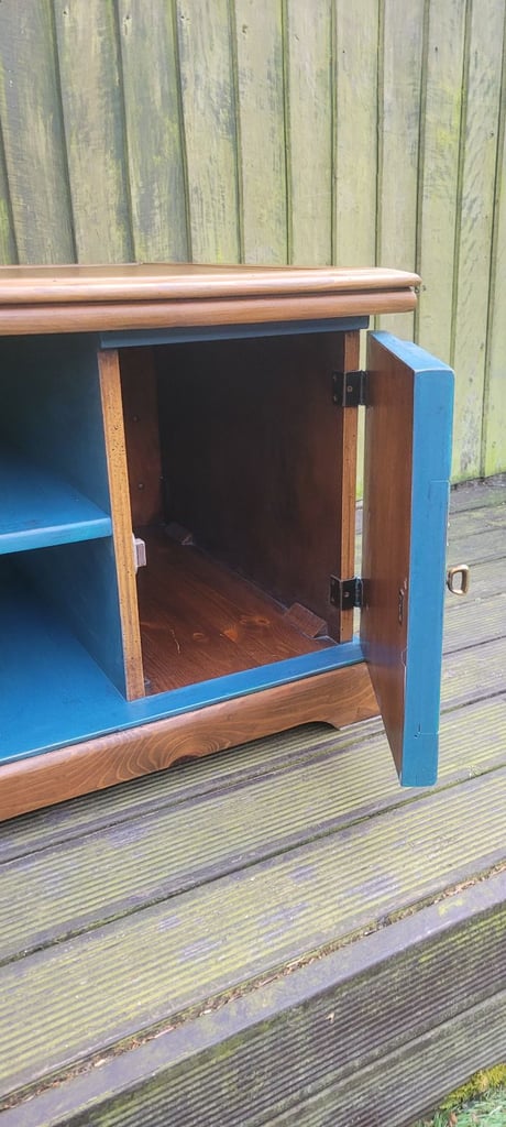Pine coffee table painted blue