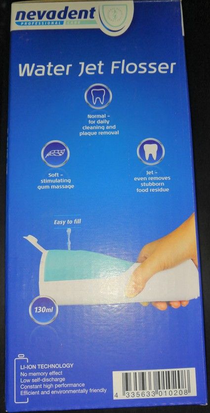 Nevadent Water Jet Flosser - Rechargeable Li-Ion Battery