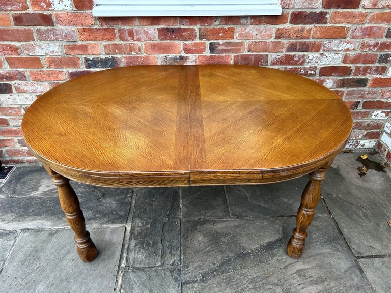 Solid Oak Farmhouse Style Oval Dining Table - Good Condition 