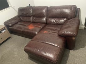 Free brown leather corner sofa