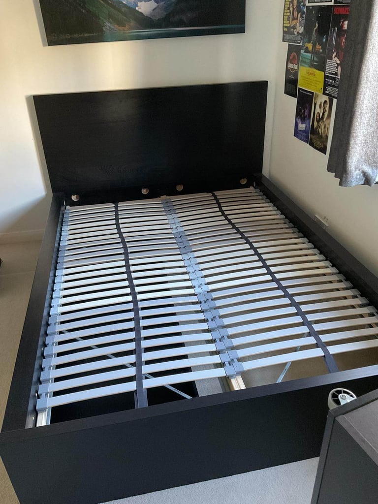 image for Ikea bed for 4'6" mattress with 4 under bed drawers