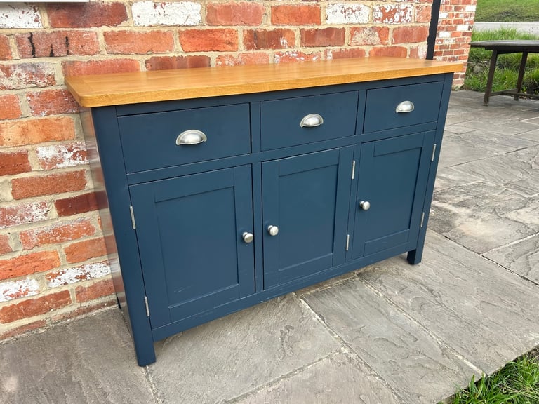 Large Oak & Navy Painted Sideboard - Excellent Condition 